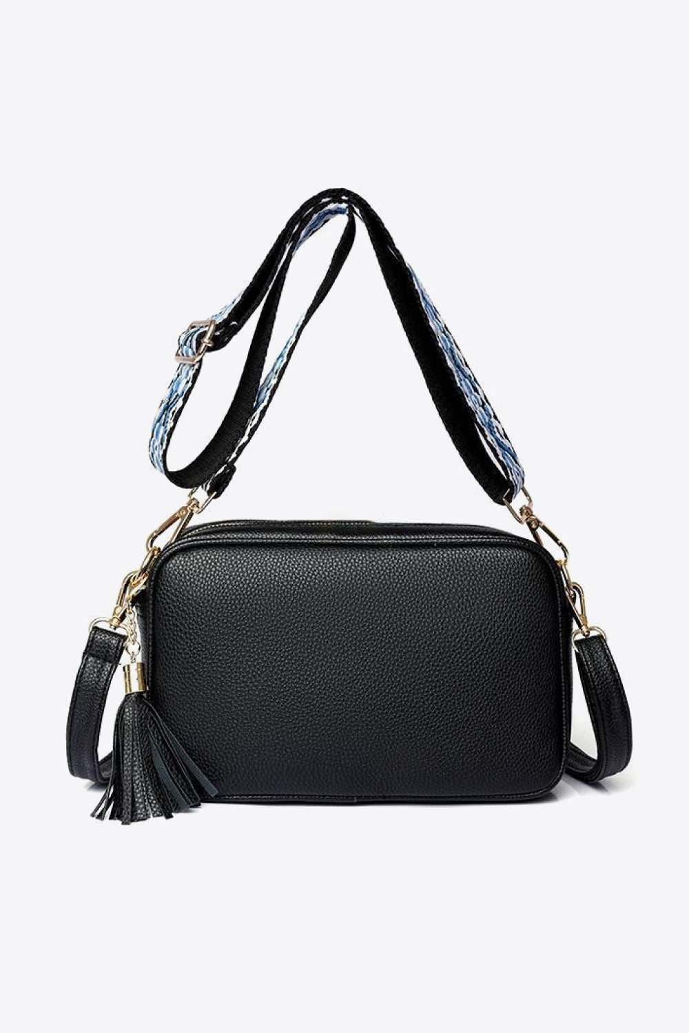 PU Leather Tassel Crossbody Bag-Black-OS-Soulshine Design