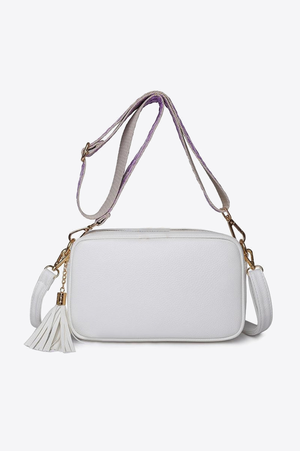 PU Leather Tassel Crossbody Bag-White-OS-Soulshine Design