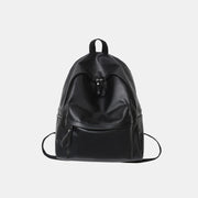 PU Leather Zip Backpack Bag-Black-OS-Soulshine Design