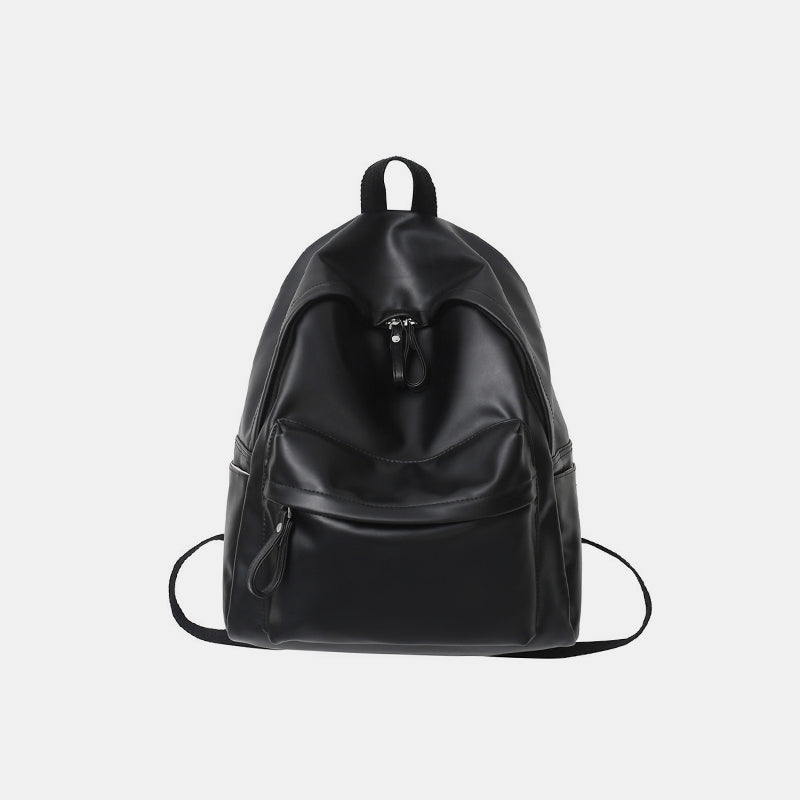PU Leather Zip Backpack Bag-Black-OS-Soulshine Design
