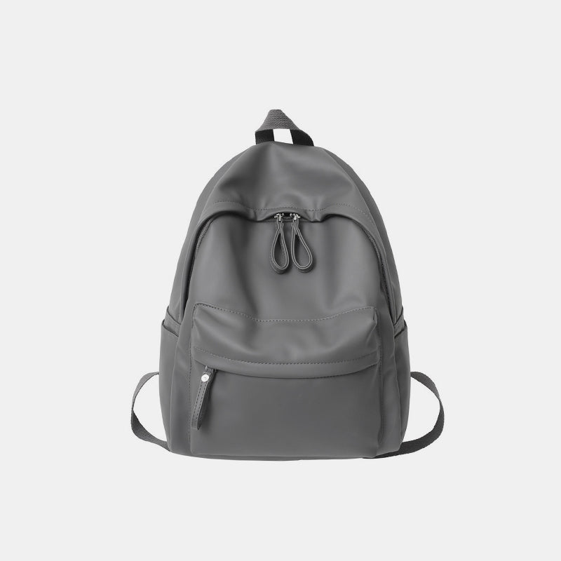 PU Leather Zip Backpack Bag-Dark Gray-OS-Soulshine Design