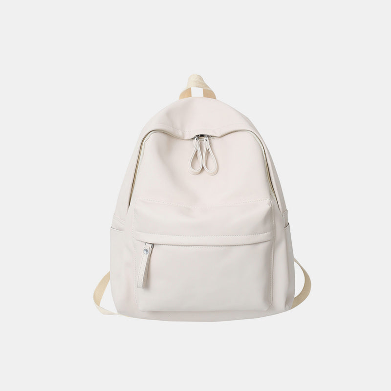 PU Leather Zip Backpack Bag-Ivory-OS-Soulshine Design