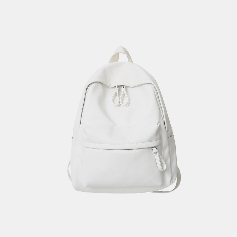 PU Leather Zip Backpack Bag-White-OS-Soulshine Design