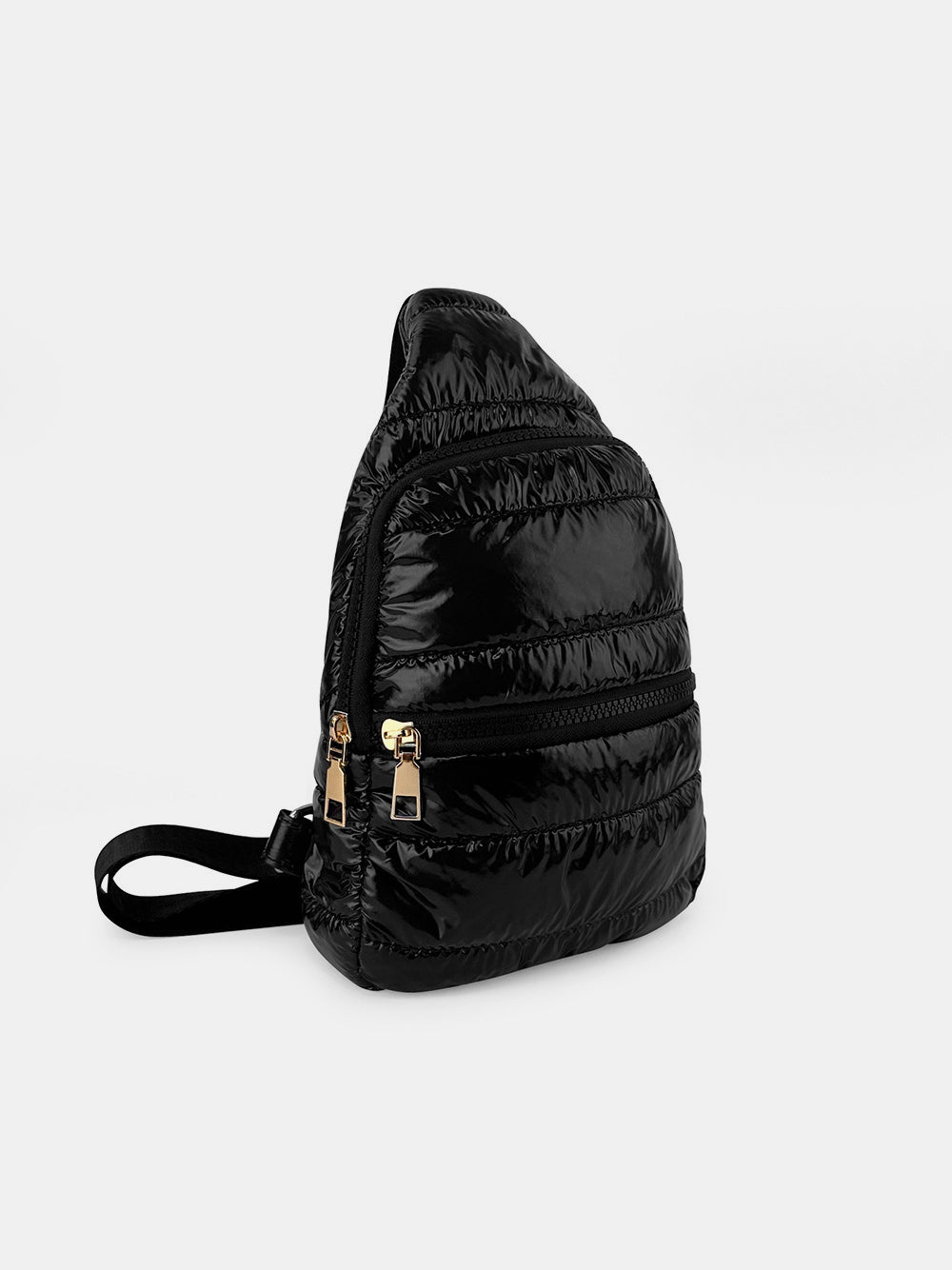 Quilted Adjustable Strap Puffy Sling Bag-Black-OS-Soulshine Design