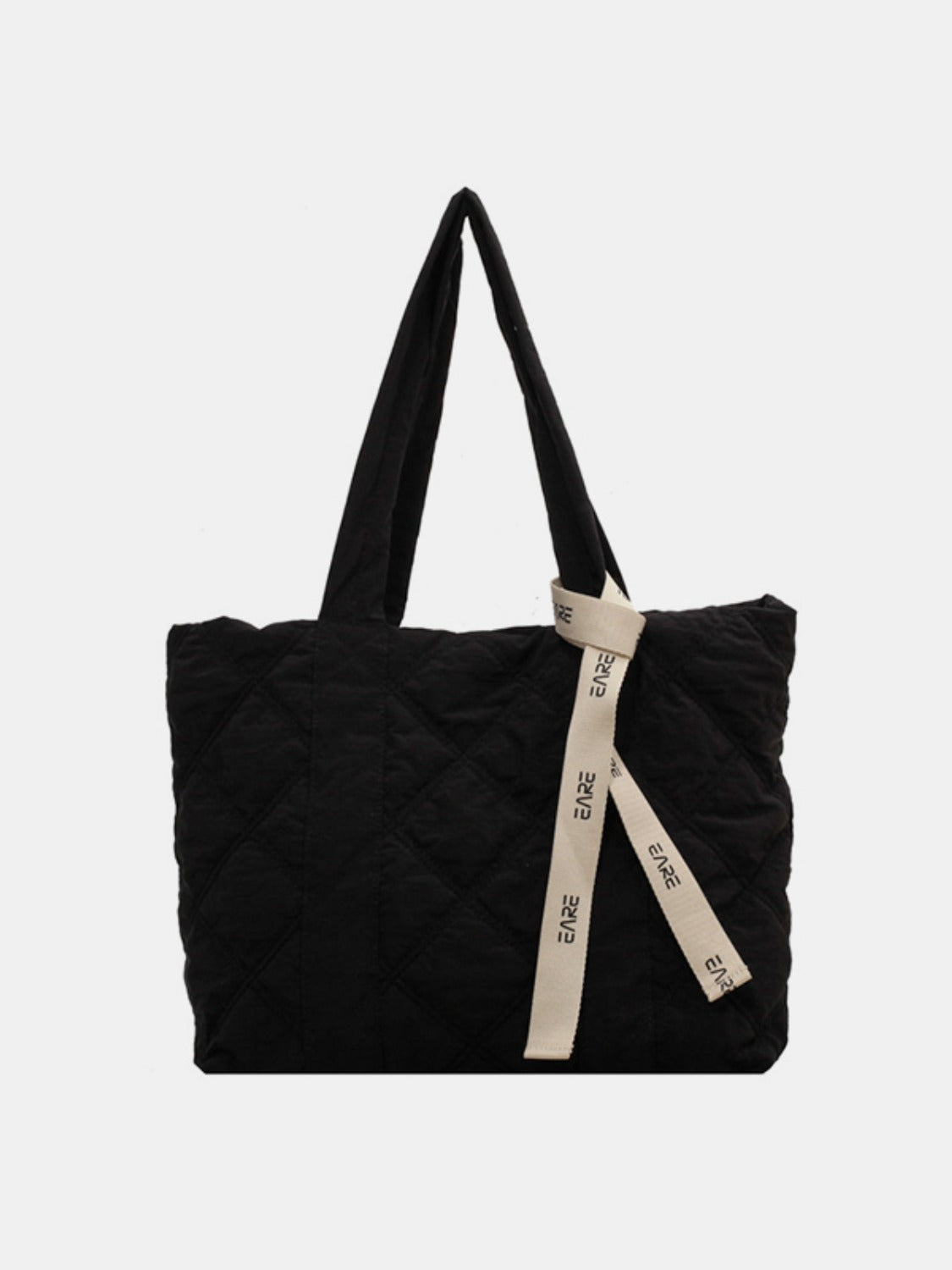 Quilted Nylon Large Tote Bag-Black-OS-Soulshine Design