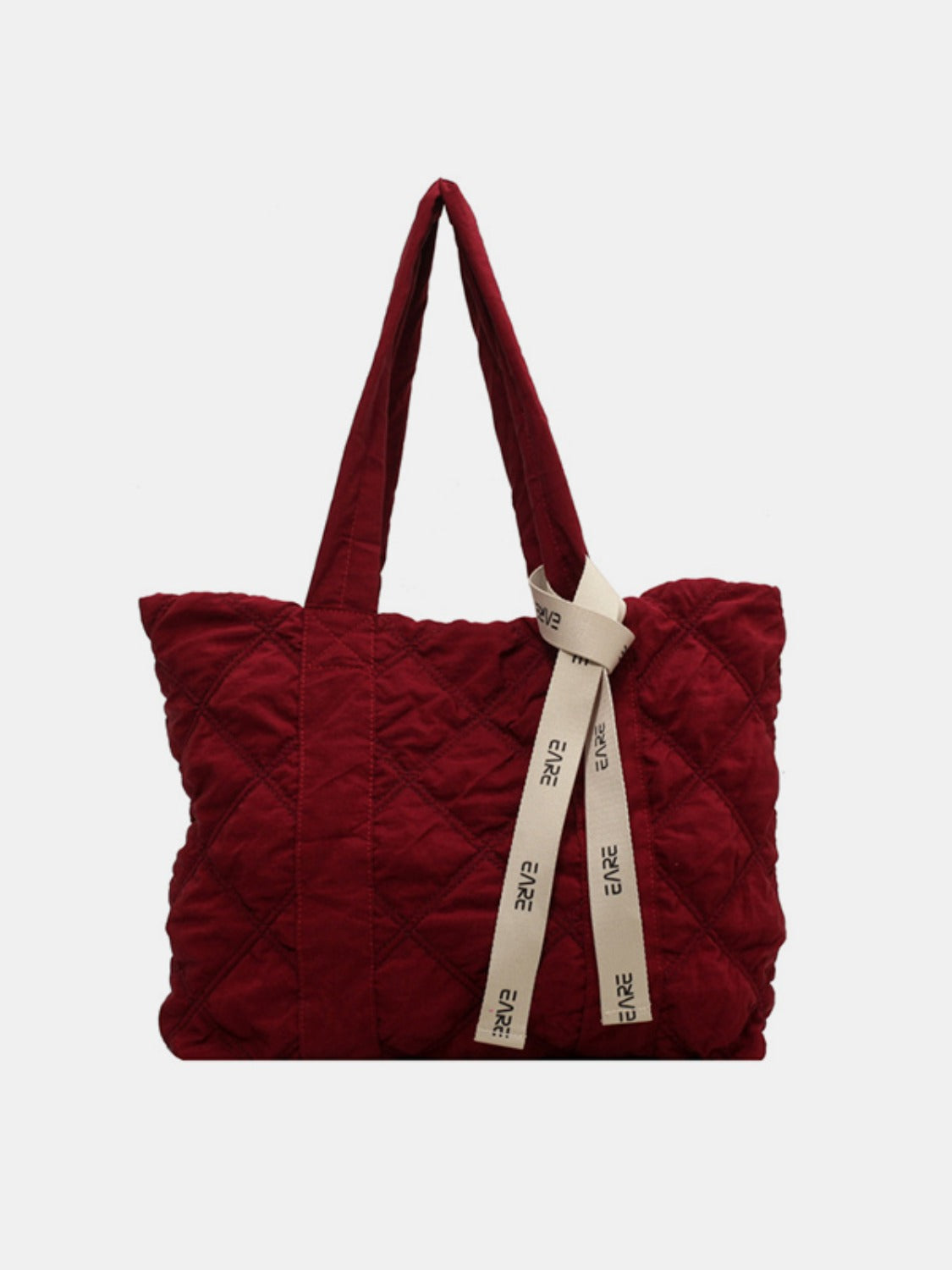 Quilted Nylon Large Tote Bag-Burgundy-OS-Soulshine Design