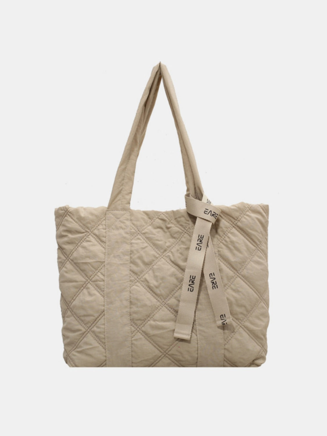 Quilted Nylon Large Tote Bag-Khaki-OS-Soulshine Design
