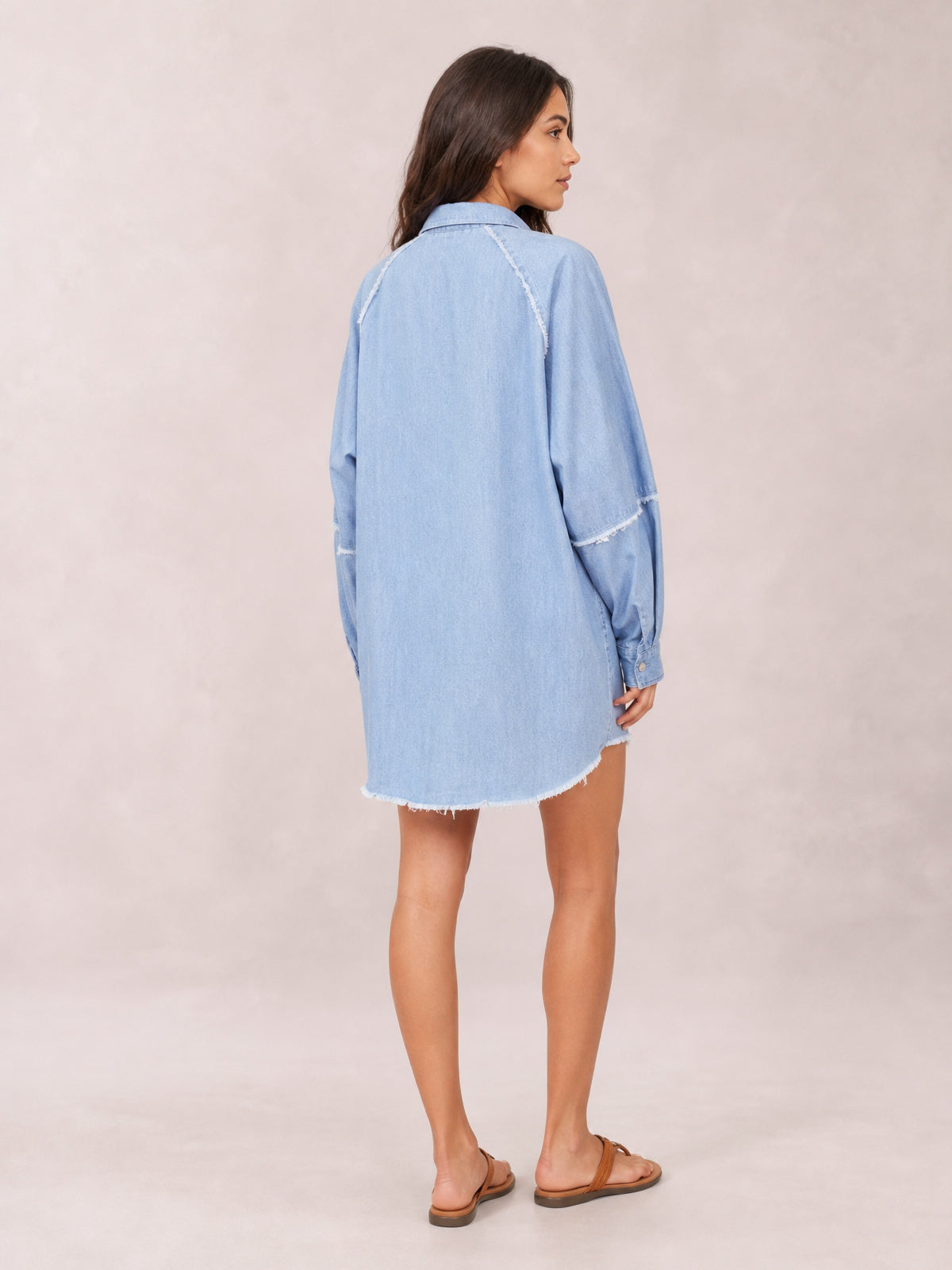Raw Hem Button Up Denim Dress-Soulshine Design
