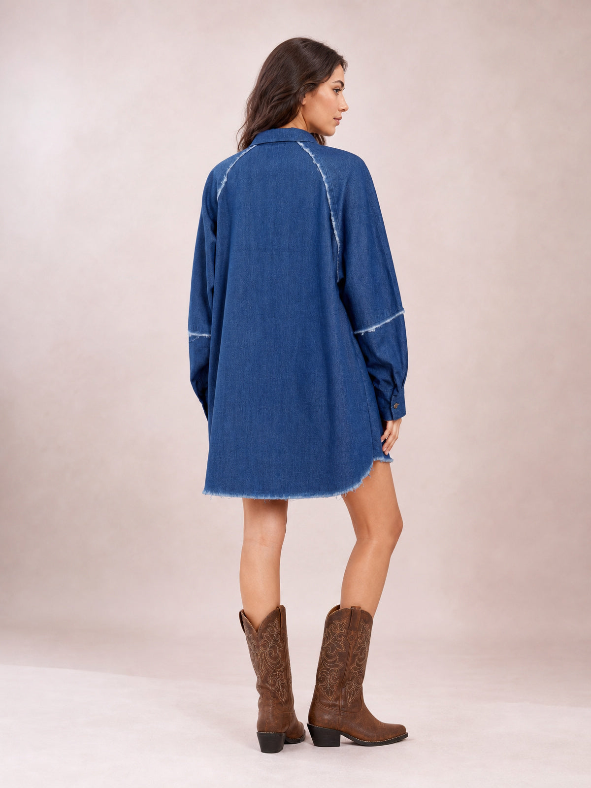 Raw Hem Button Up Denim Dress-Soulshine Design