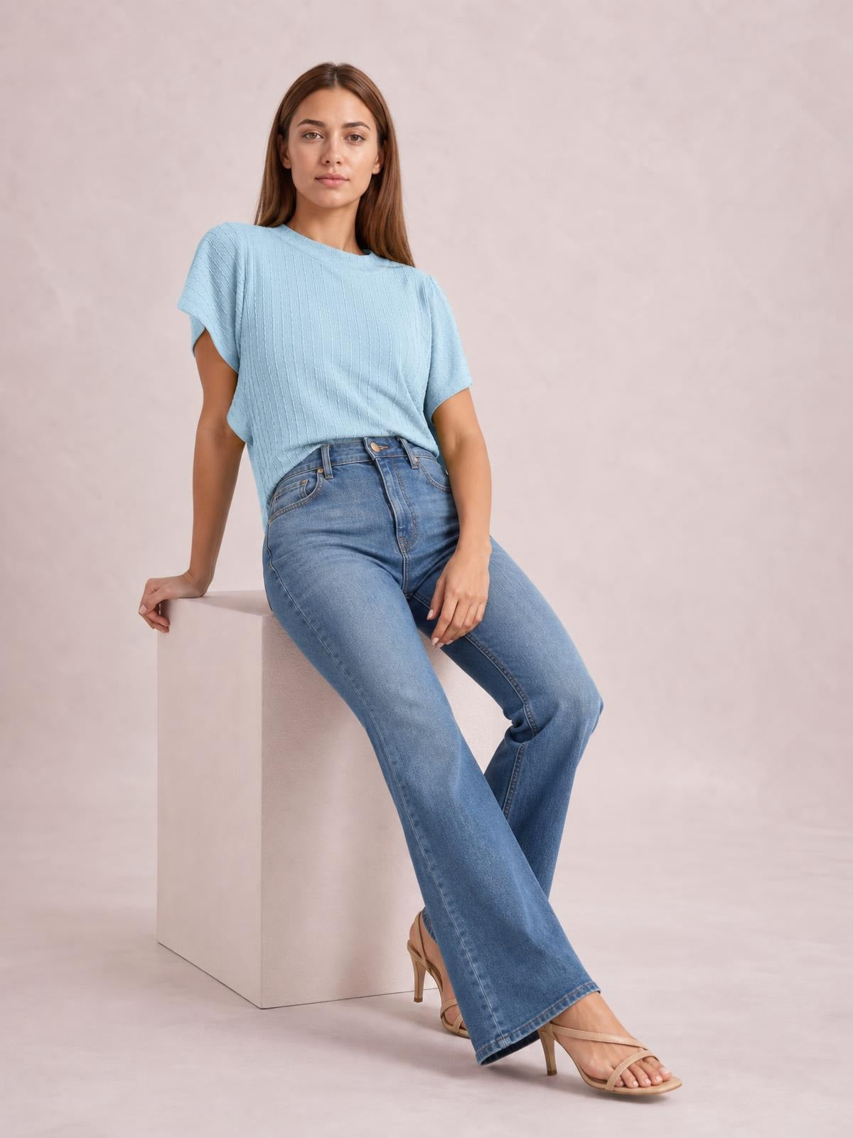 Round Neck Flutter Sleeve T-Shirt · Natural Movement