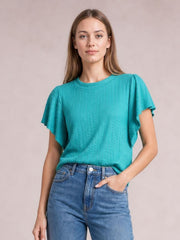 Round Neck Flutter Sleeve T-Shirt · Hero Full Body