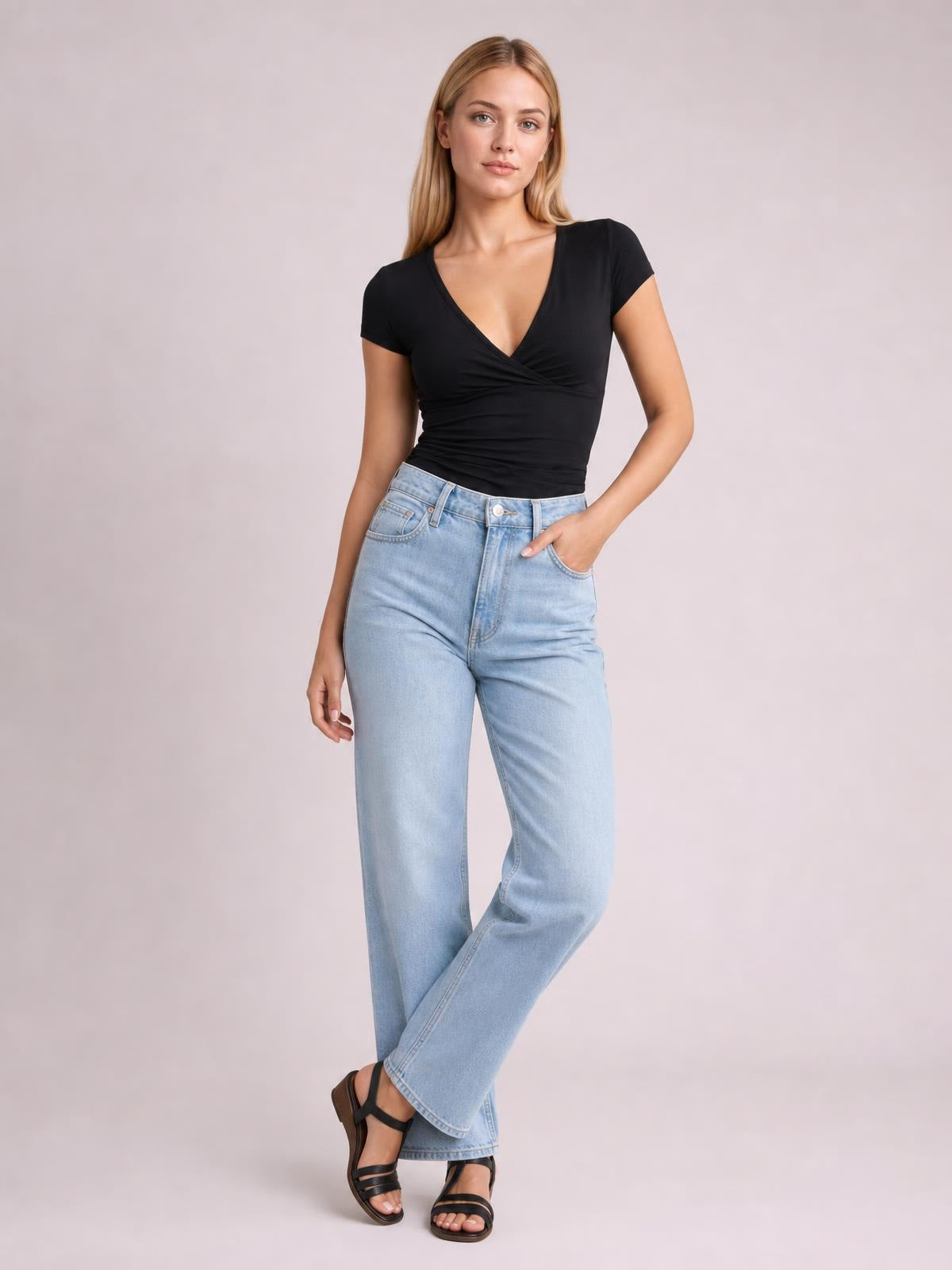 Surplice Short Sleeve T-Shirt · Studio Prop Pose