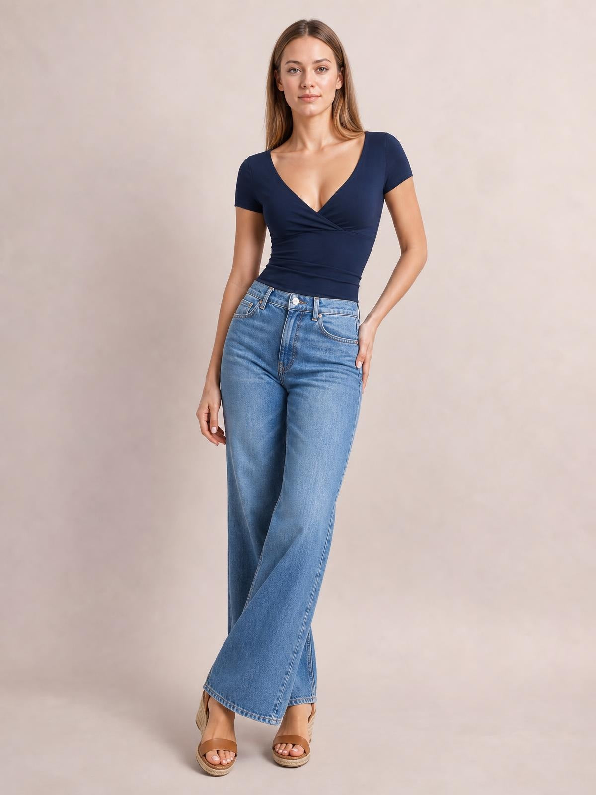 Surplice Short Sleeve T-Shirt · Studio Prop Pose