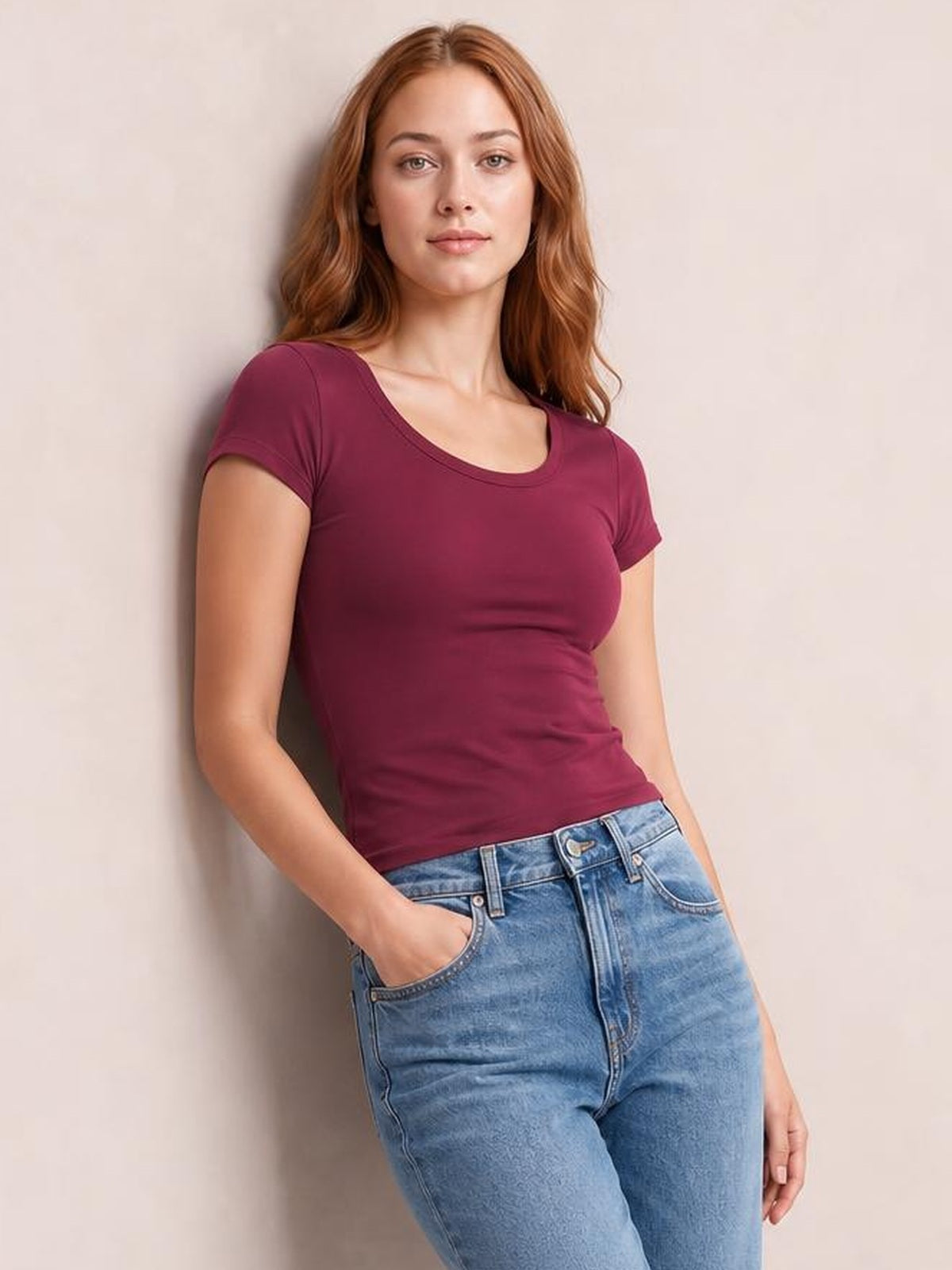 Surplice Short Sleeve T-Shirt · Studio Prop Pose