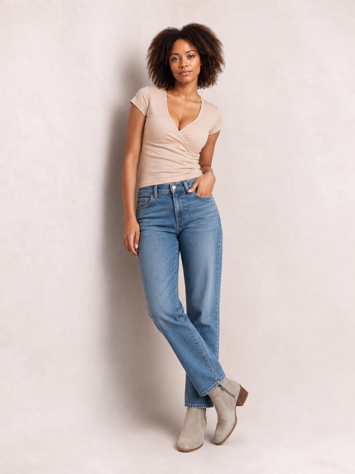 Surplice Short Sleeve T-Shirt · Studio Prop Pose