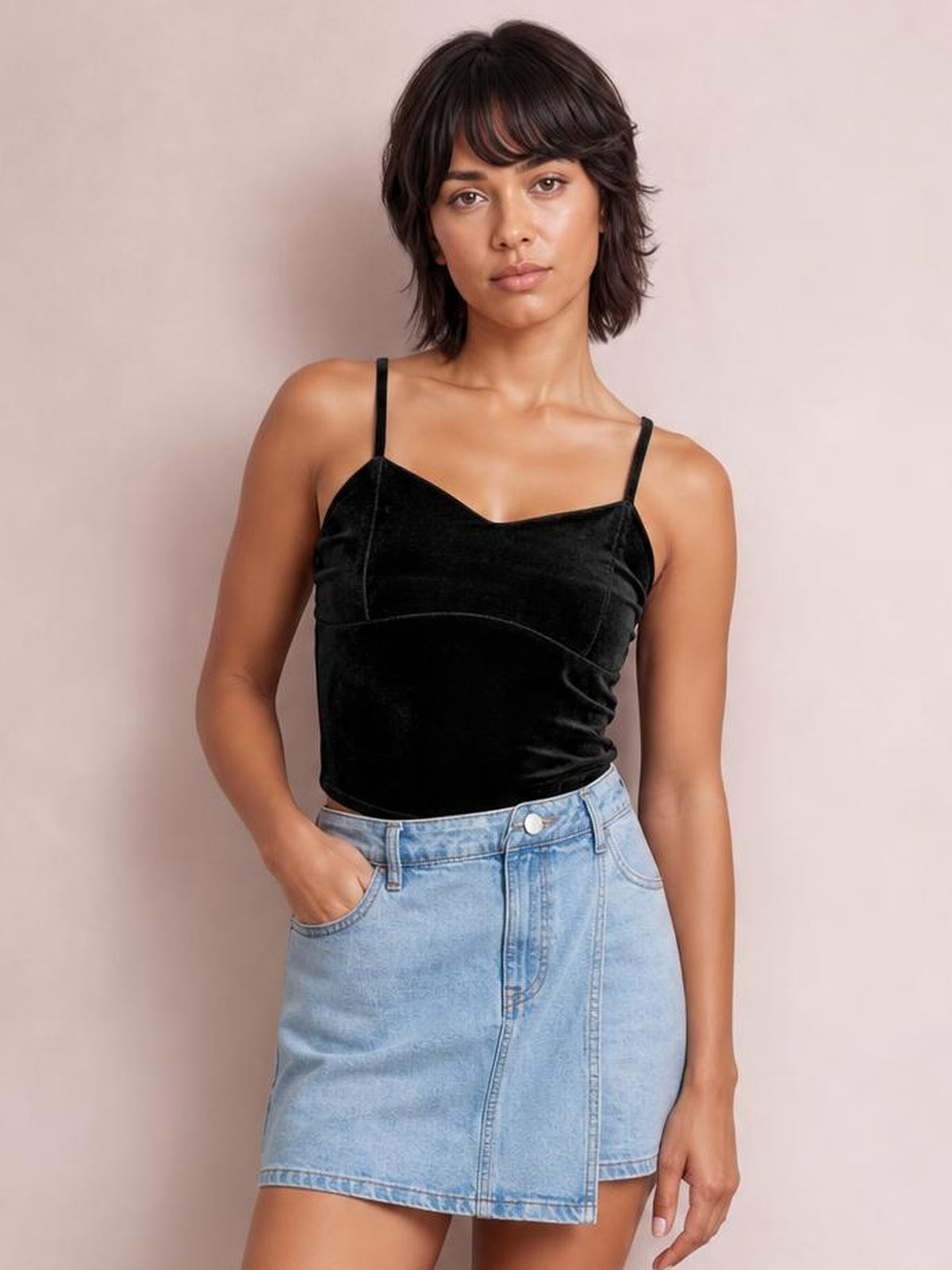 Sweetheart Neck Cropped Cami · Studio Prop Pose