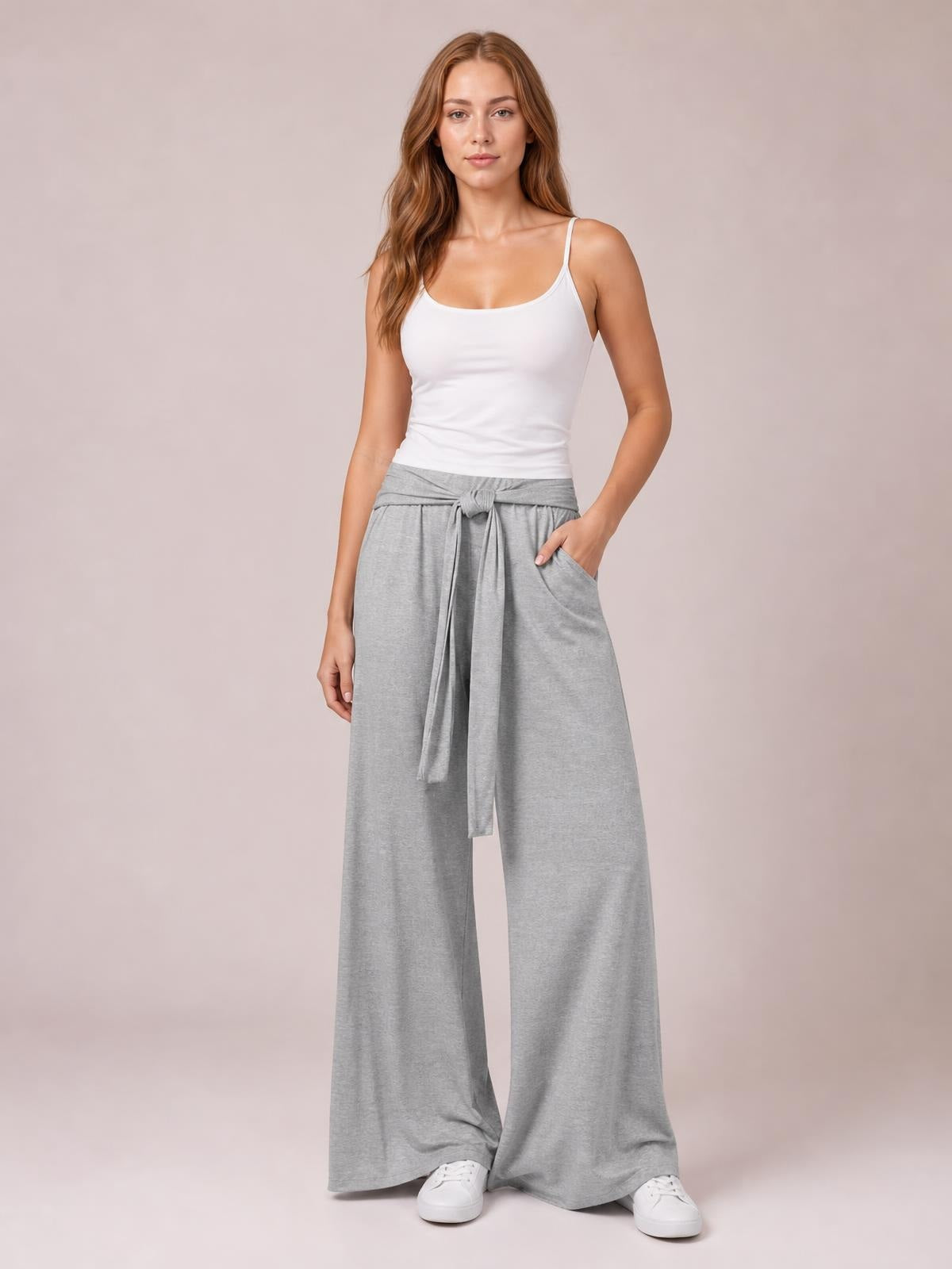 Tied Pocketed Wide Leg Pants · Hero Full Body