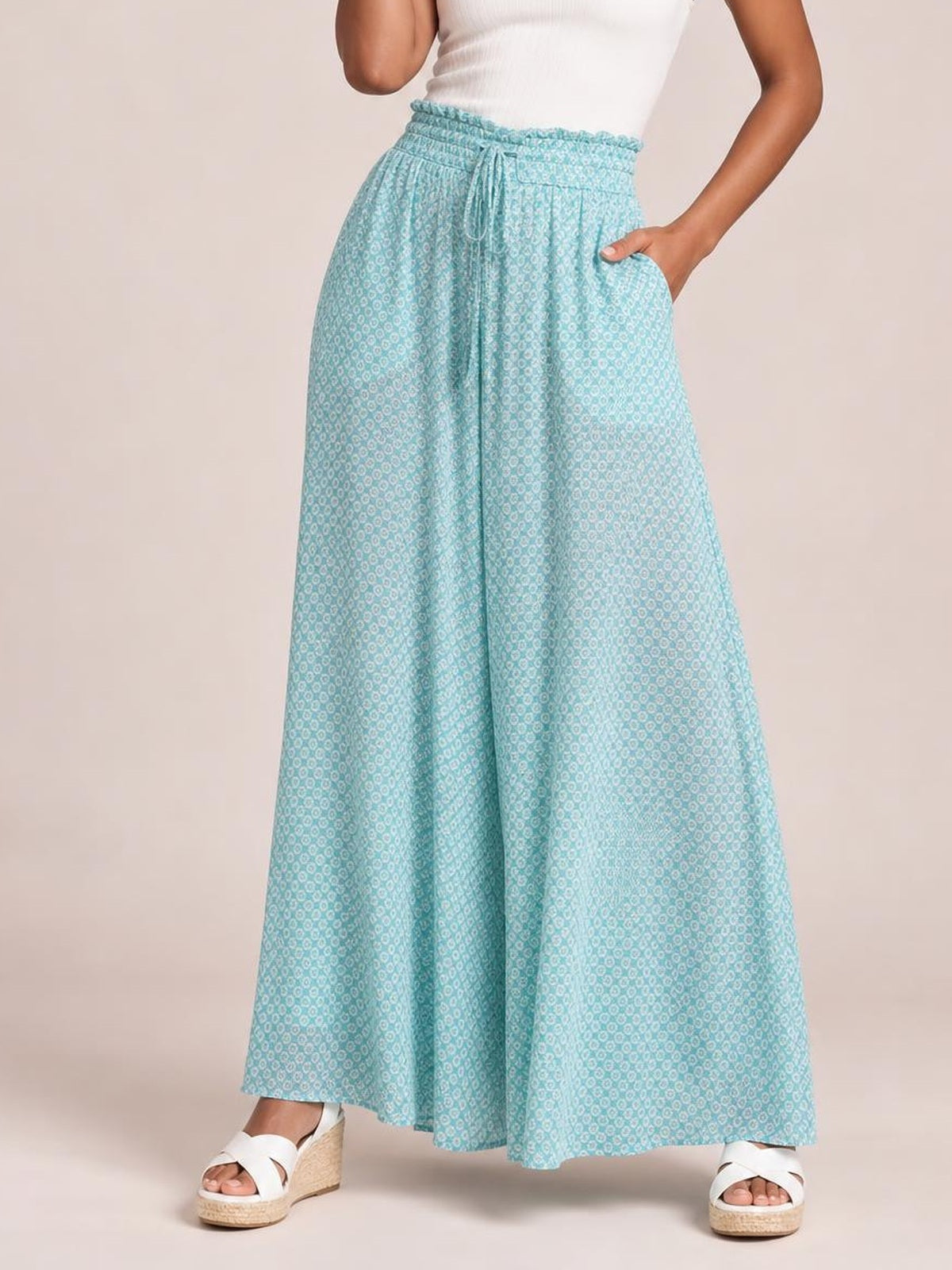 Tied Wide Leg Pants · Medium / Three-Quarter