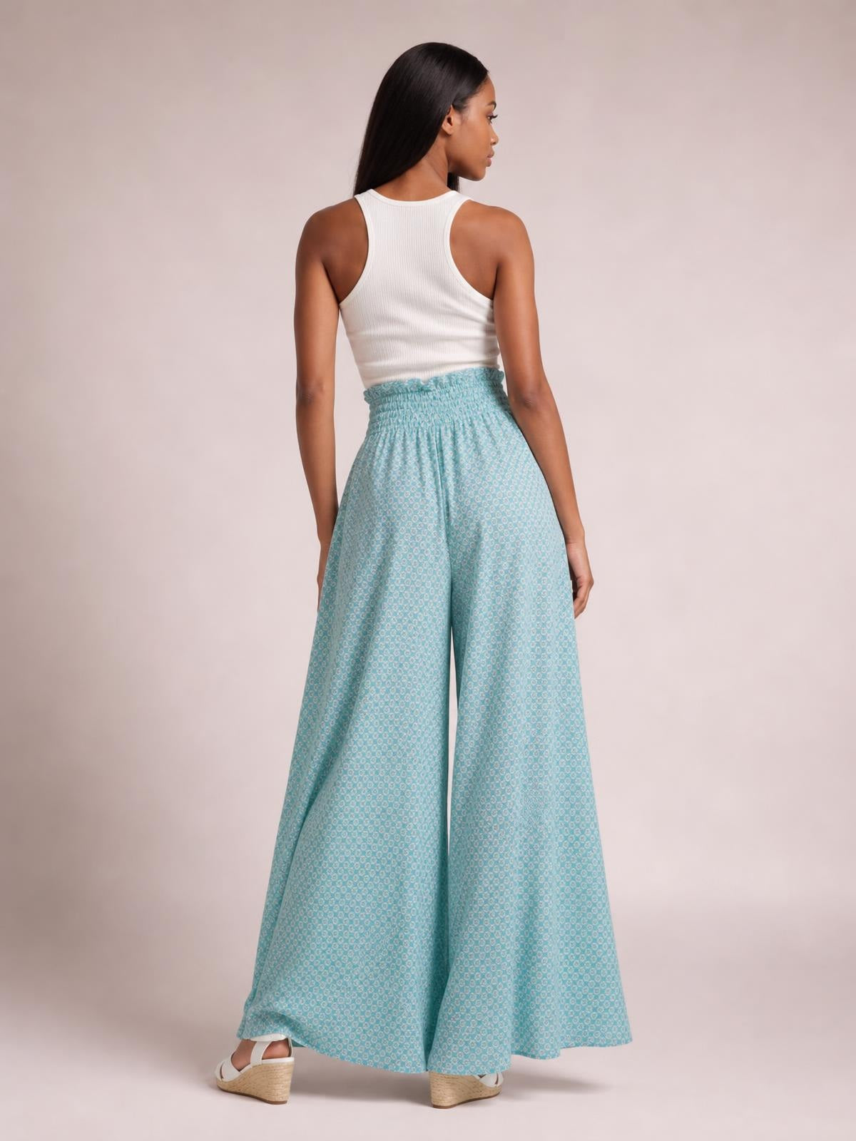 Tied Wide Leg Pants · Back View