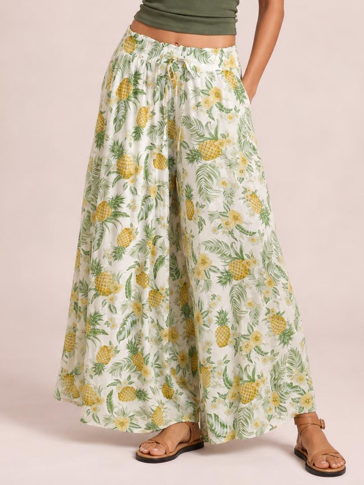 Tied Wide Leg Pants · Medium / Three-Quarter