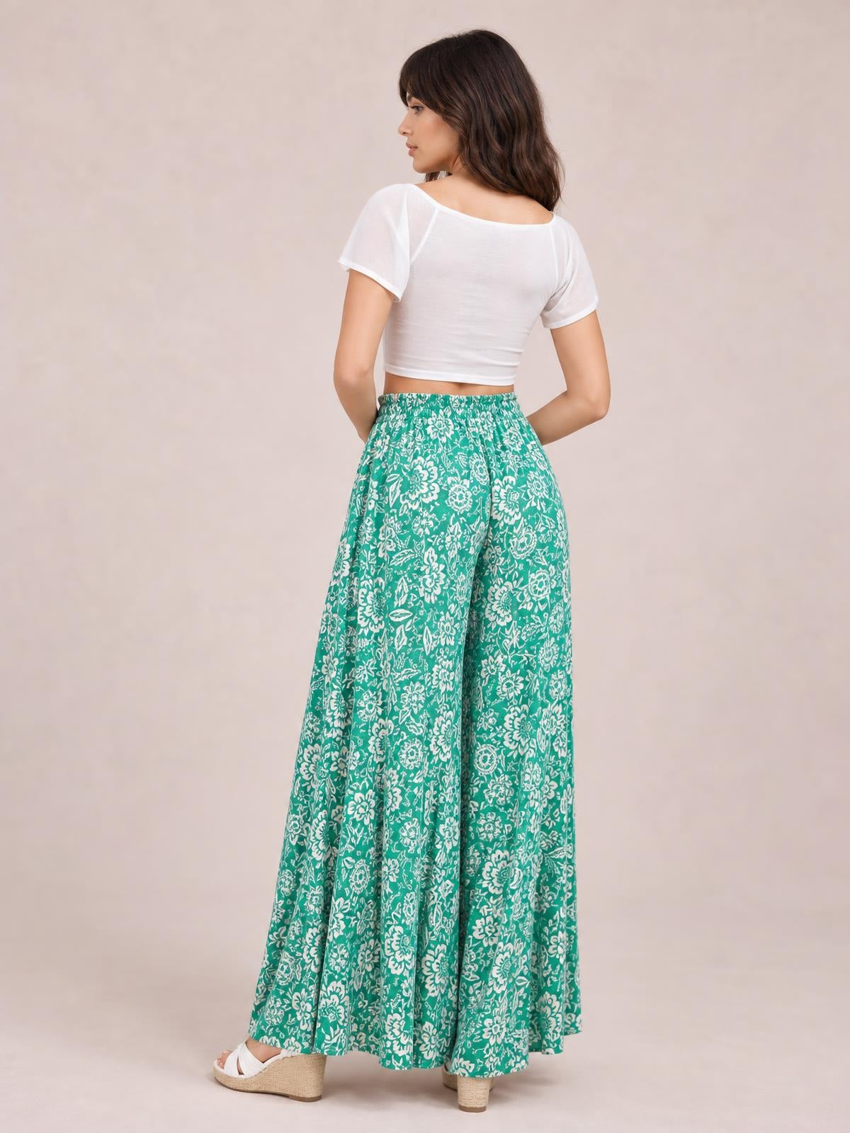 Tied Wide Leg Pants · Back View