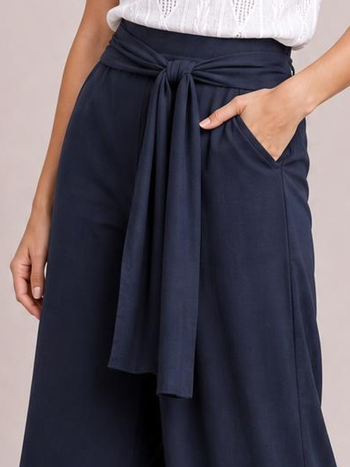 Tied Wide Leg Pants with Pockets · Studio Prop Pose